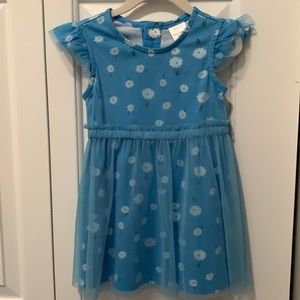 NWOT Hanna Andersson Blue Floral Tulle Cap Sleeve Dress. Size 3T.